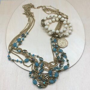 Premier designs jewelry bundle long necklace and charm stretch bracelets-NEW